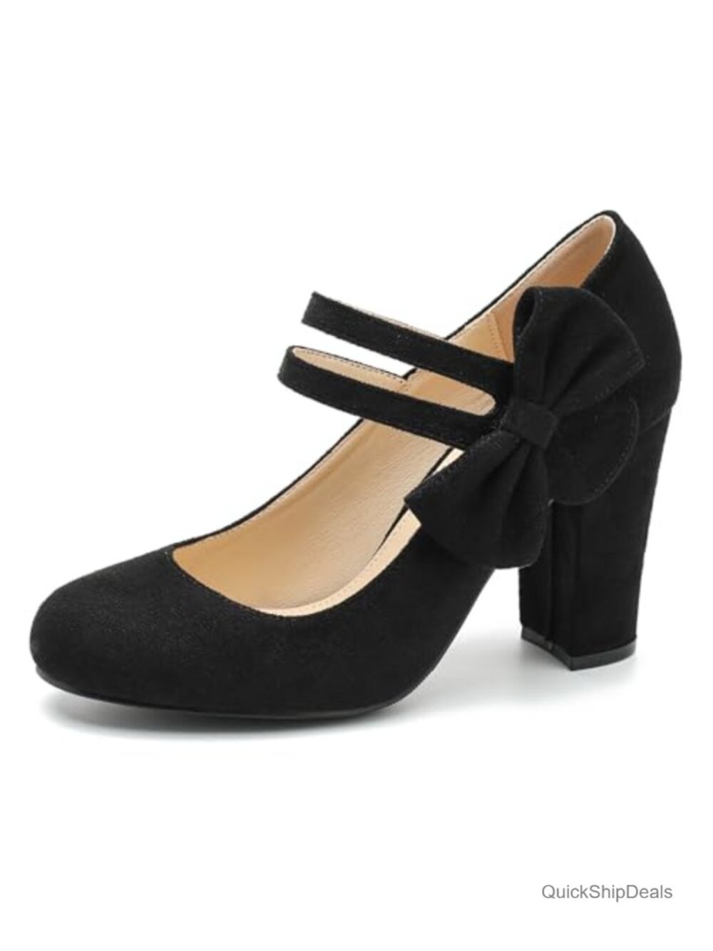 Mary Jane Pumps Chunky Block Heel Double Strap Round Toe Dress Shoes